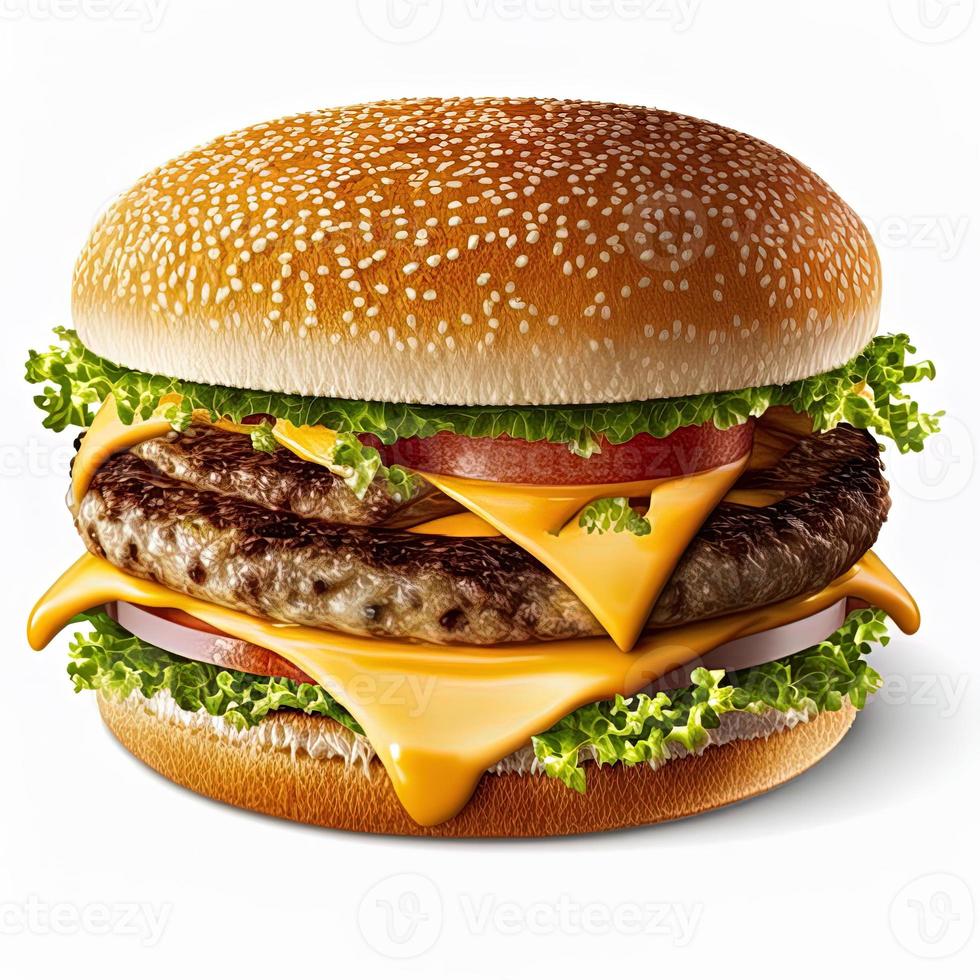 cheeseburger Aan geïsoleerd wit achtergrond foto