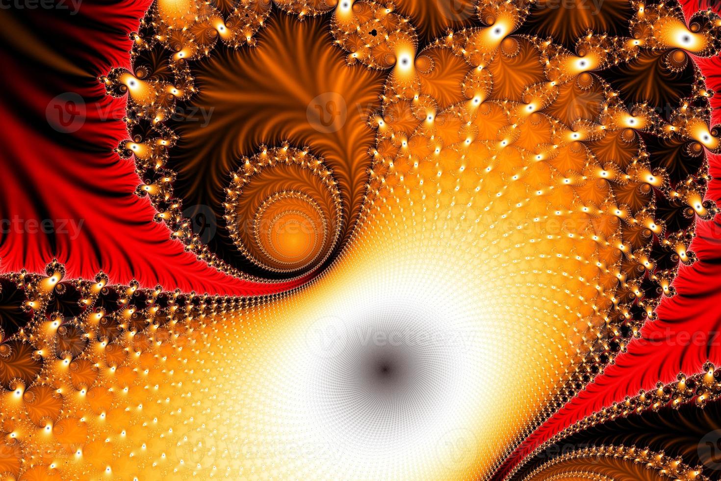 3d-illustratie van een mooi zoom in de eindeloos wiskundig mandelbrot reeks fractaal. foto