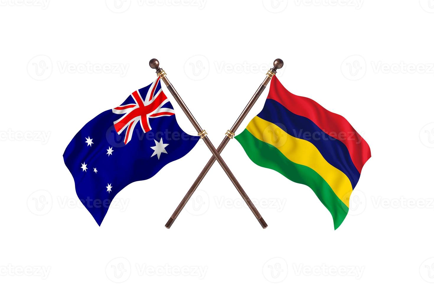 Australië versus Mauritius twee land vlaggen foto