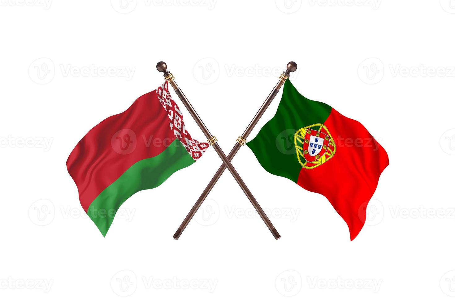 Wit-Rusland versus Portugal twee land vlaggen foto