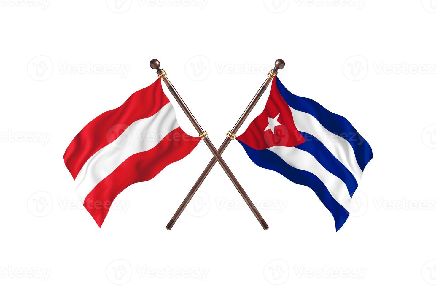 Oostenrijk versus Cuba twee land vlaggen foto