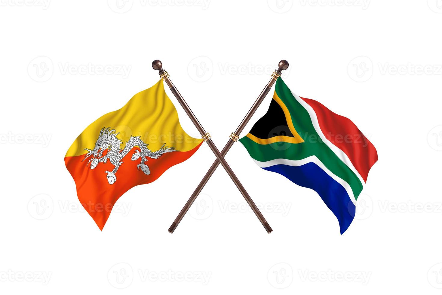 Bhutan versus zuiden Afrika twee land vlaggen foto