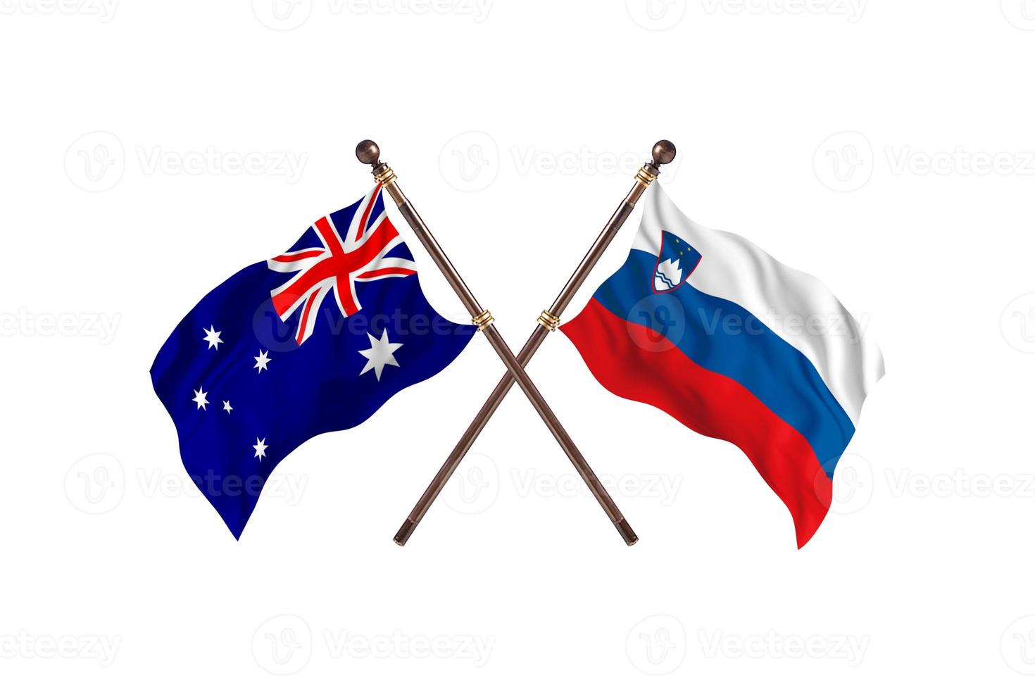 Australië versus Slovenië twee land vlaggen foto