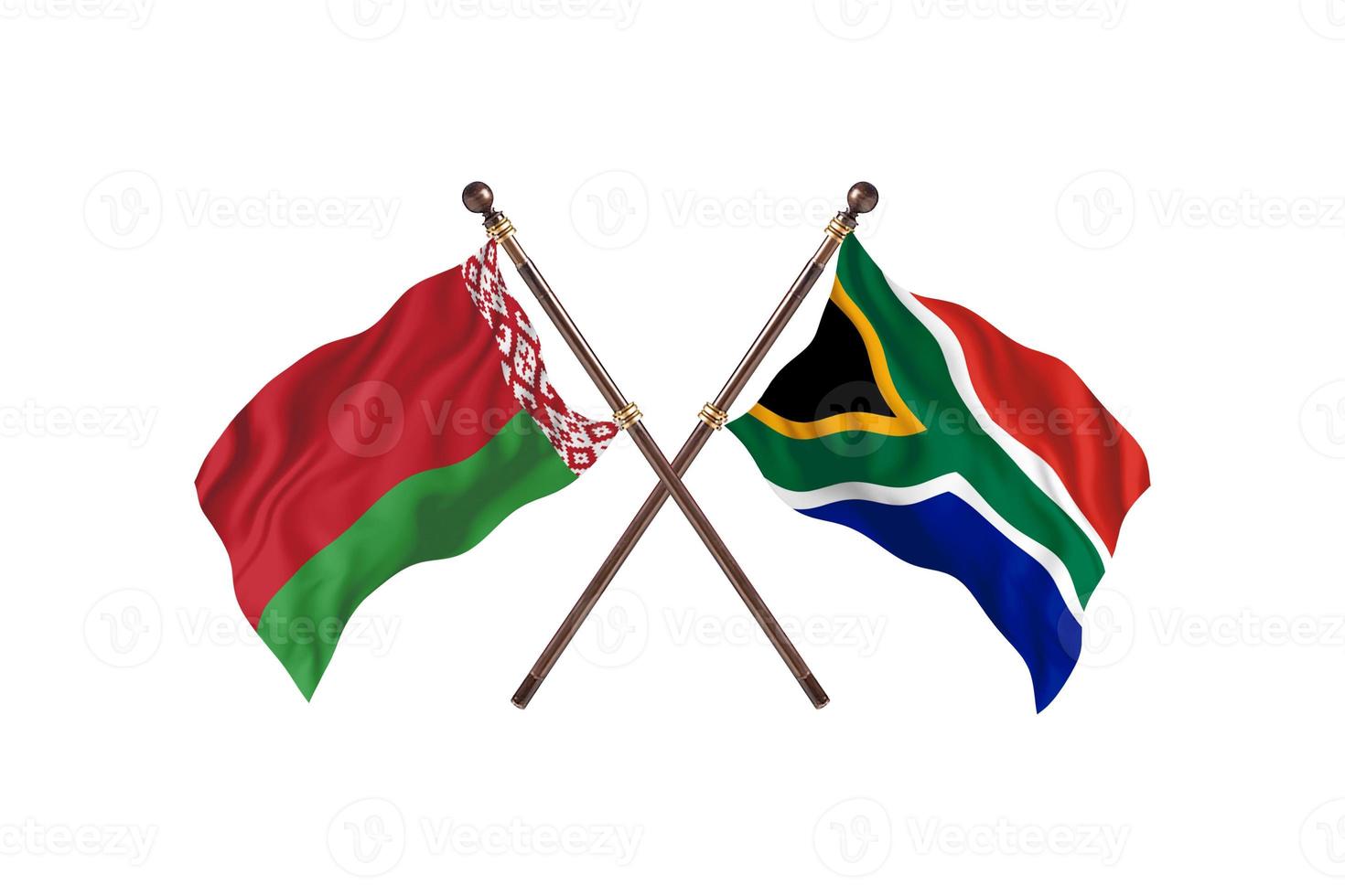 Wit-Rusland versus zuiden Afrika twee land vlaggen foto