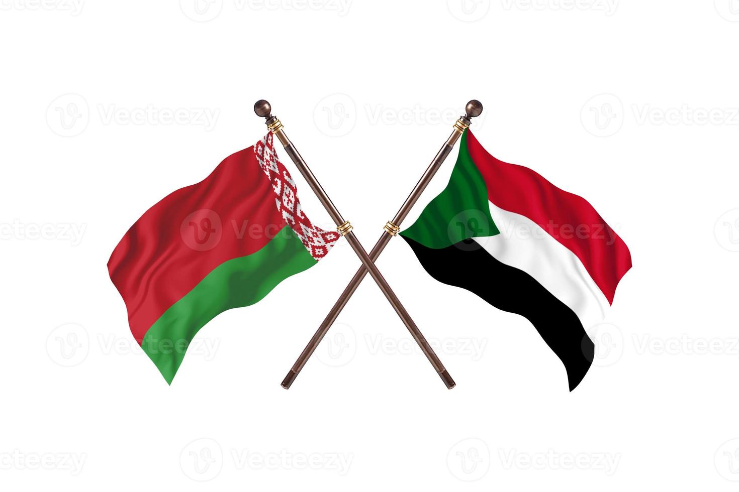 Wit-Rusland versus Soedan twee land vlaggen foto