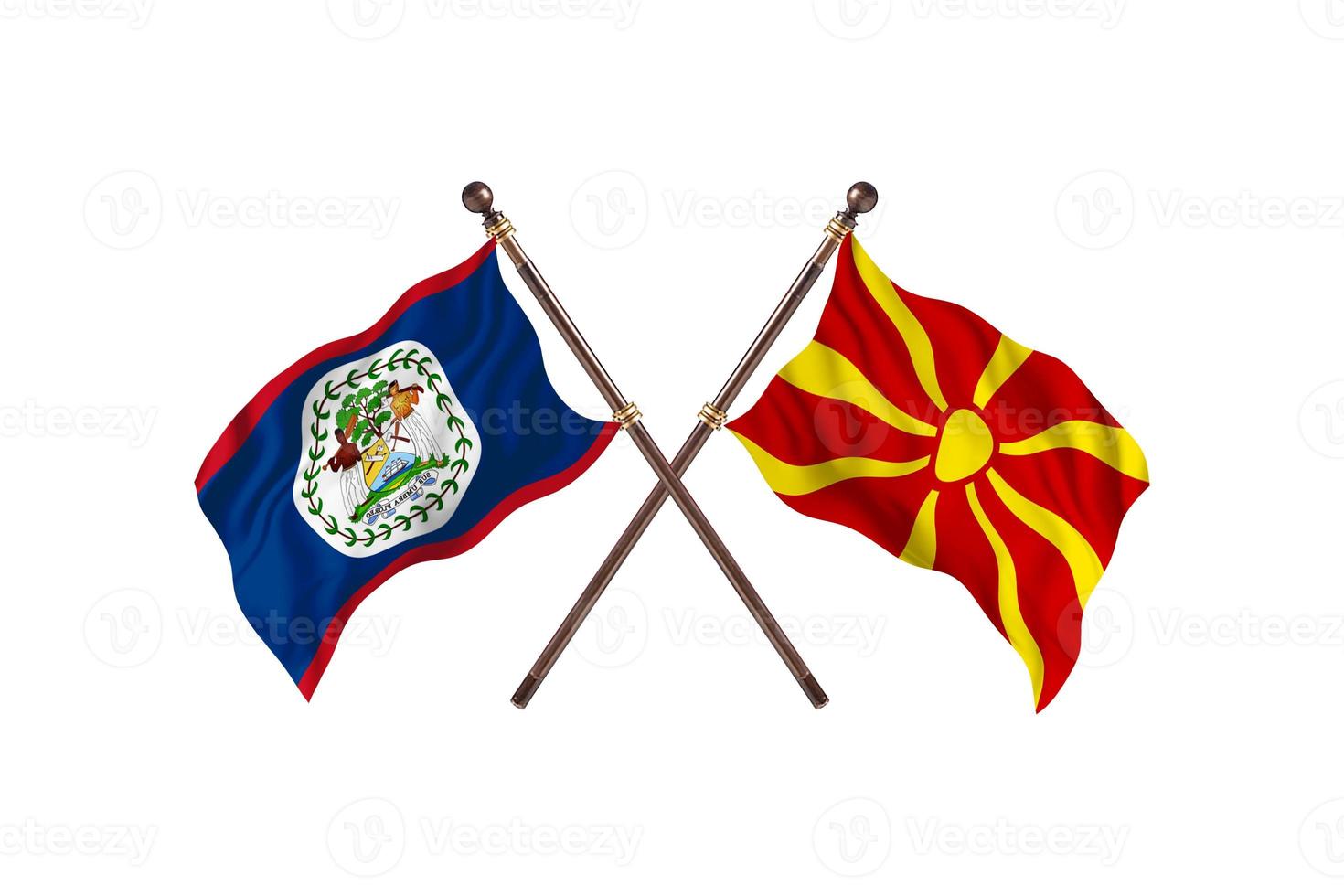 Belize versus Macedonië twee land vlaggen foto