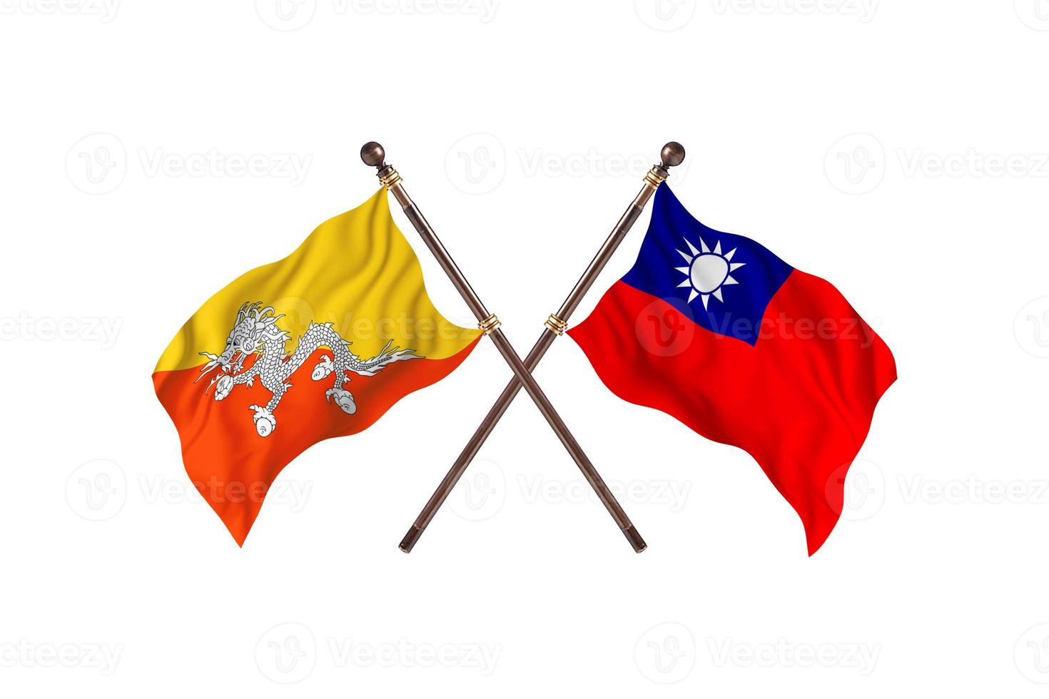 Bhutan versus Taiwan twee land vlaggen foto