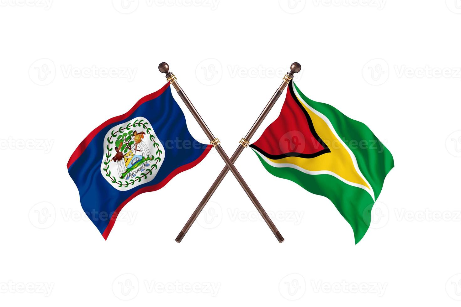 Belize versus Guyana twee land vlaggen foto