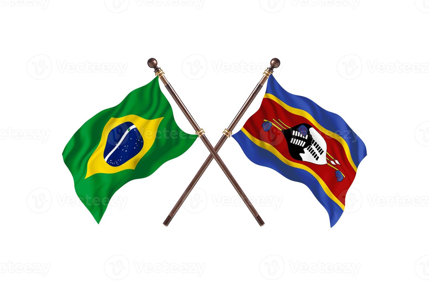 Brazilië versus Swaziland twee land vlaggen foto