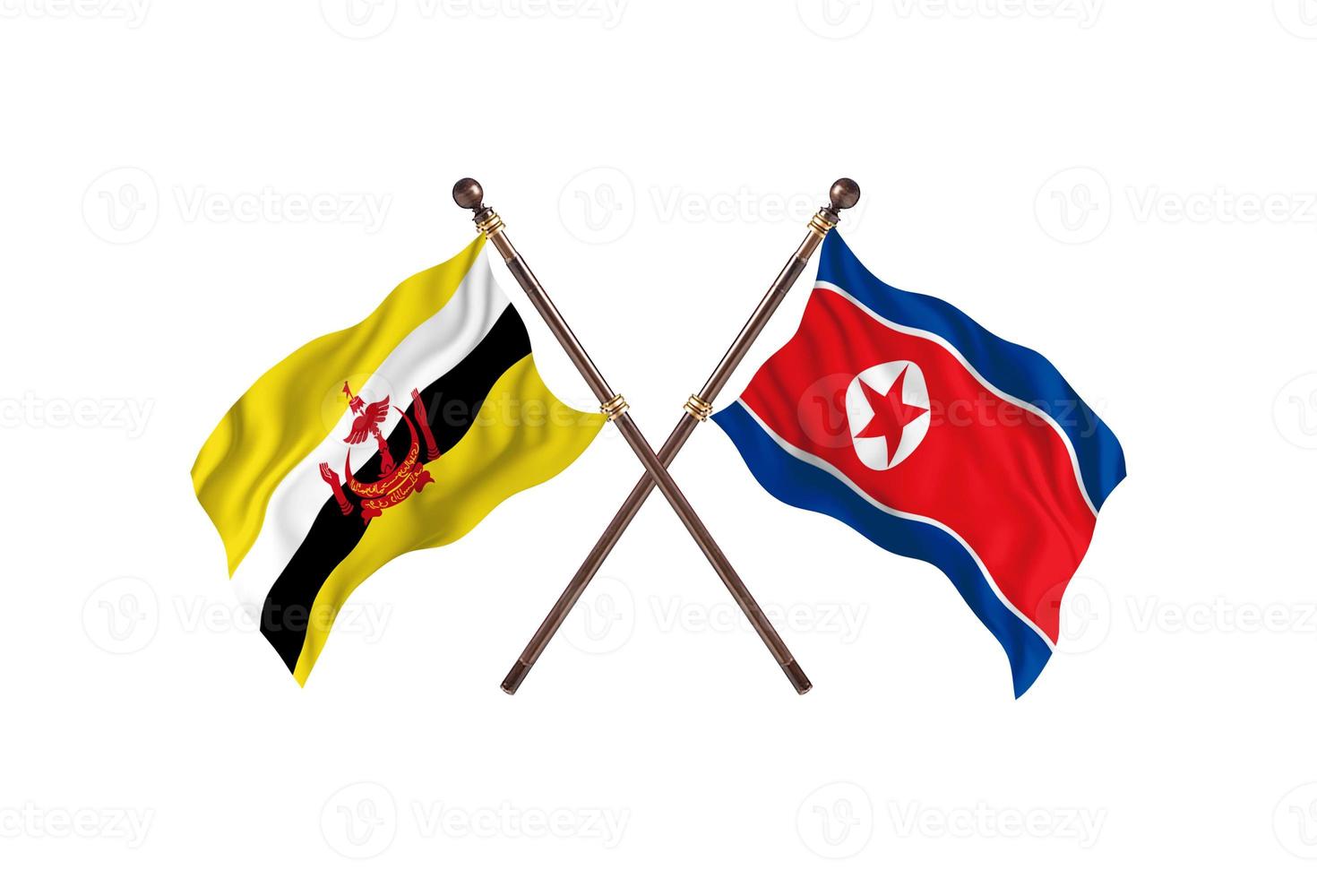Brunei versus noorden Korea twee land vlaggen foto