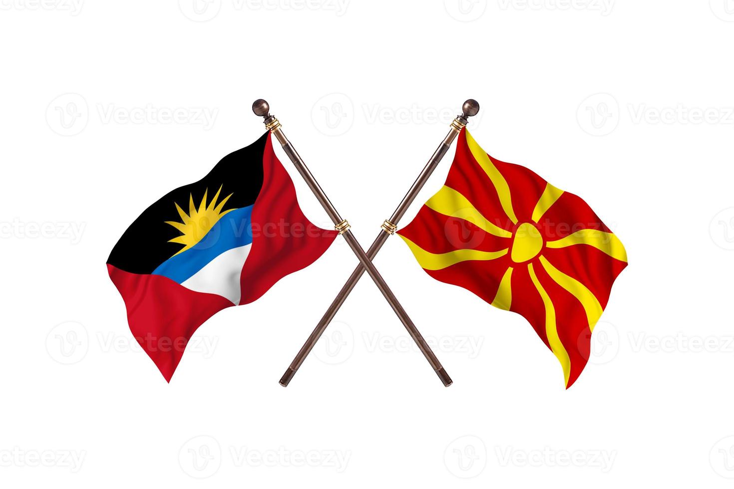 antigua en Barbuda versus Macedonië twee land vlaggen foto