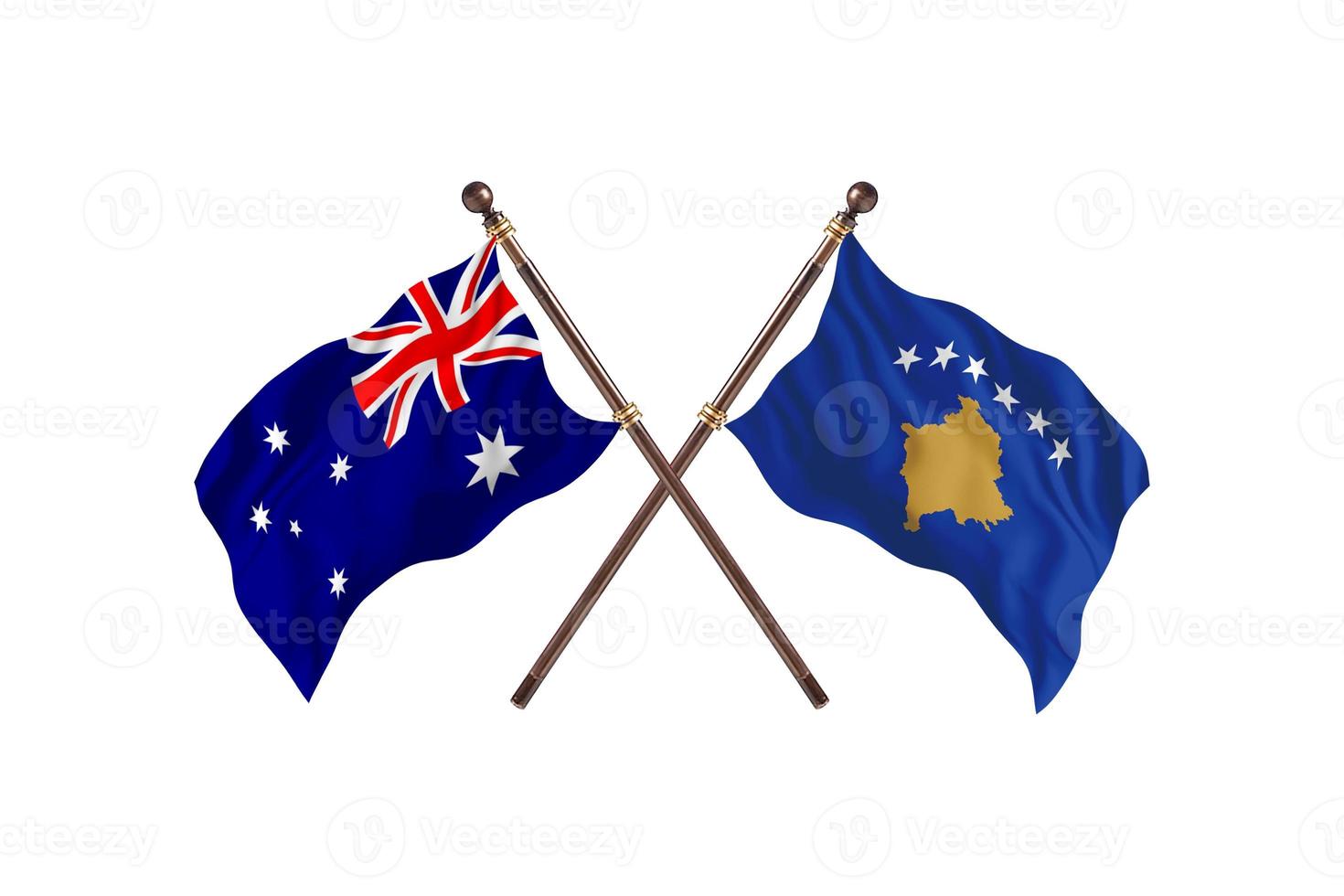Australië versus Kosovo twee land vlaggen foto