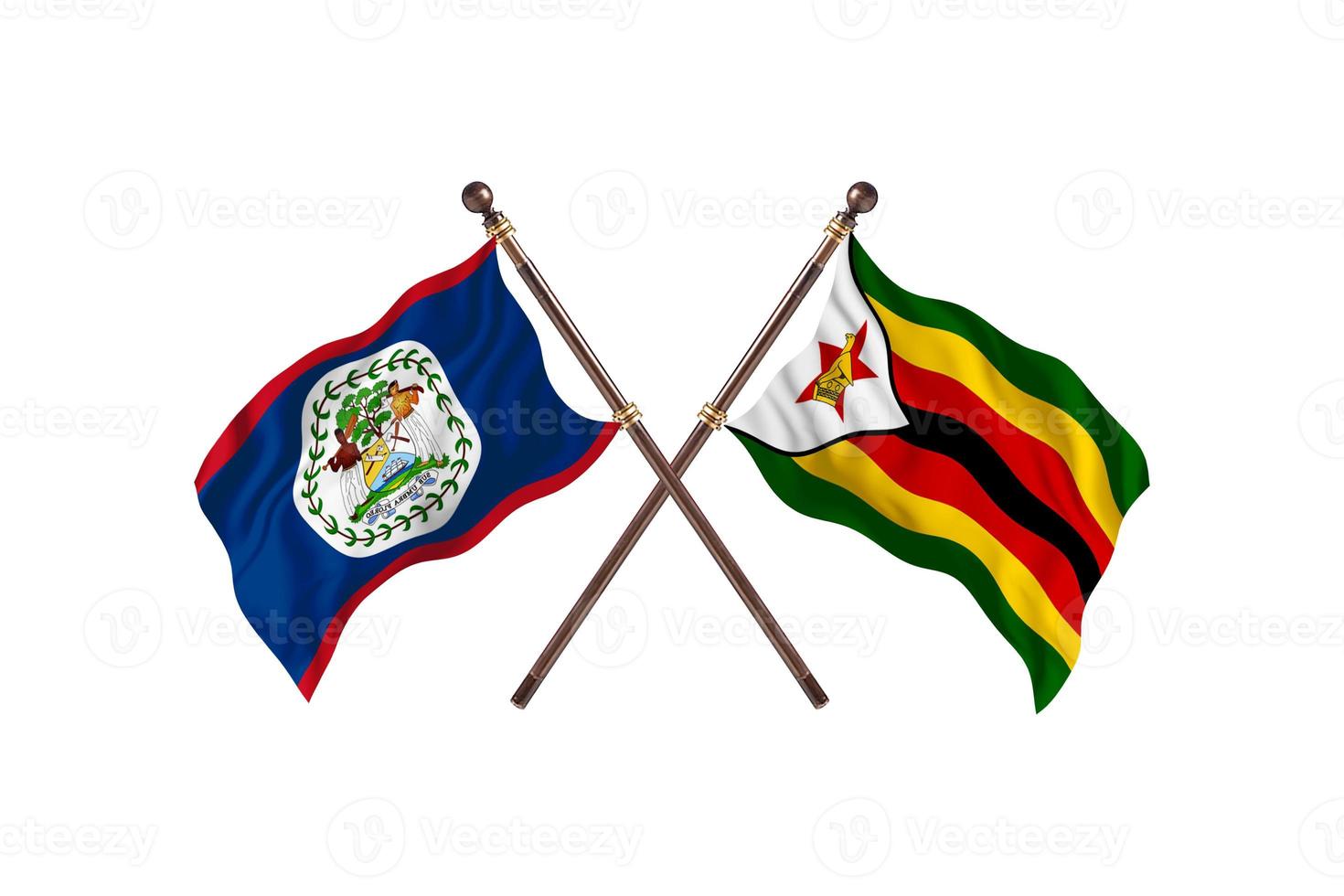 Belize versus Zimbabwe twee land vlaggen foto
