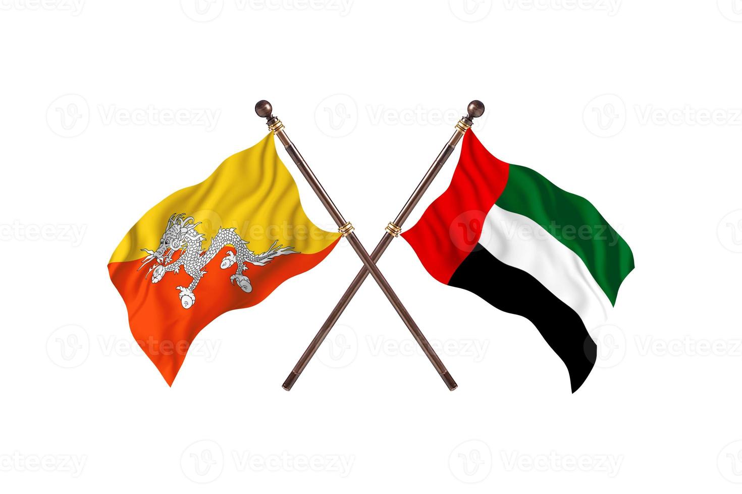 Bhutan versus Verenigde Arabisch emiraten twee land vlaggen foto