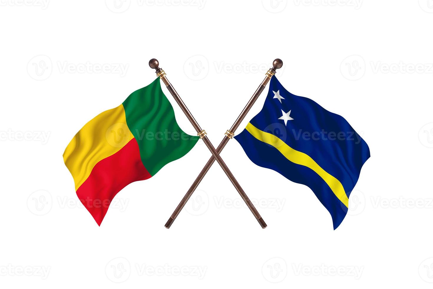 Benin versus Curacao twee land vlaggen foto