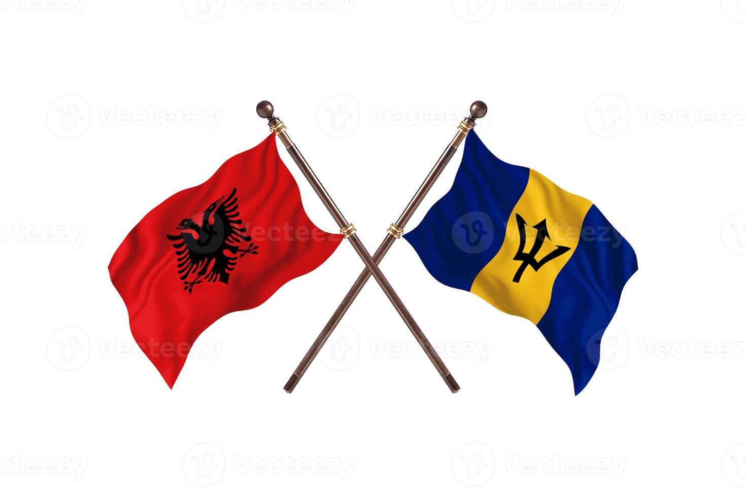 Albanië versus Barbados twee land vlaggen foto