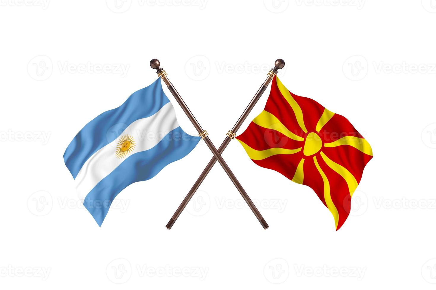 Argentinië versus Macedonië twee land vlaggen foto