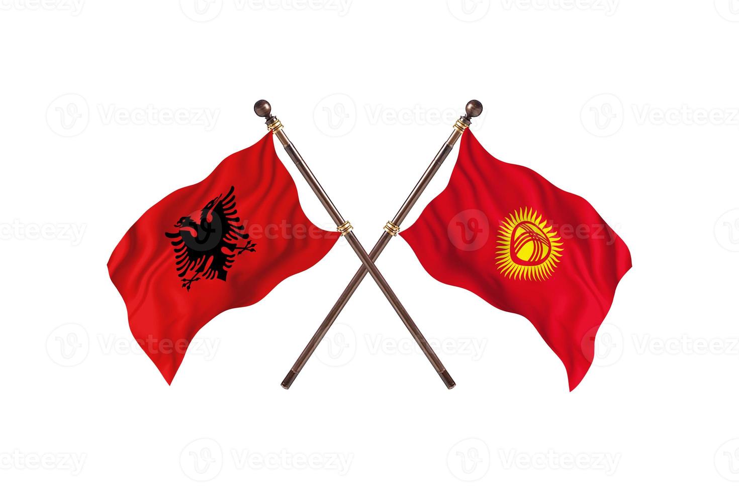 Albanië versus Kirgizië twee land vlaggen foto