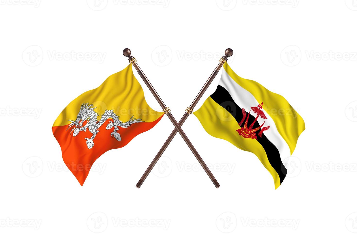 Bhutan versus Brunei twee land vlaggen foto