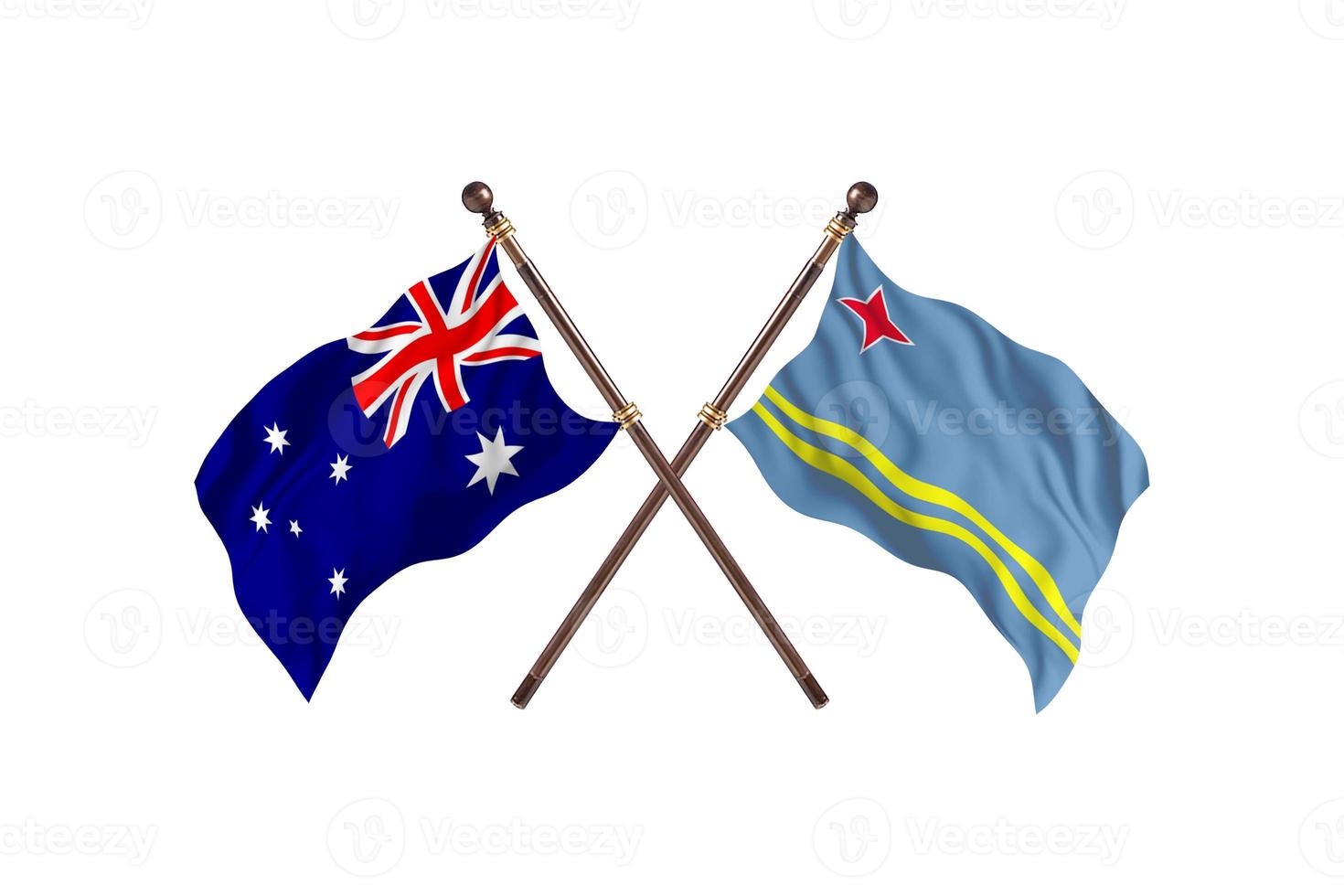 Australië versus aruba twee land vlaggen foto