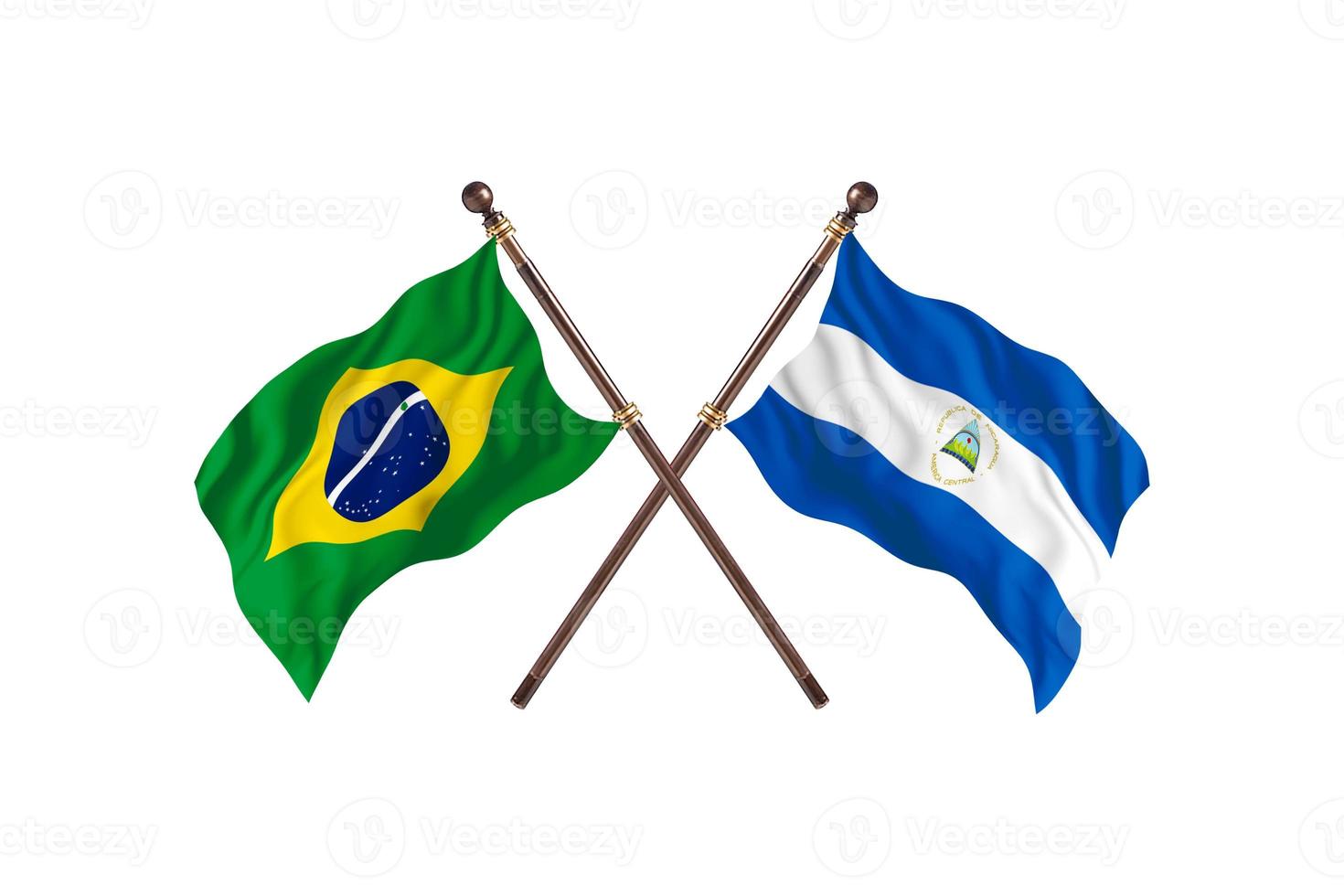 Brazilië versus Nicaragua twee land vlaggen foto