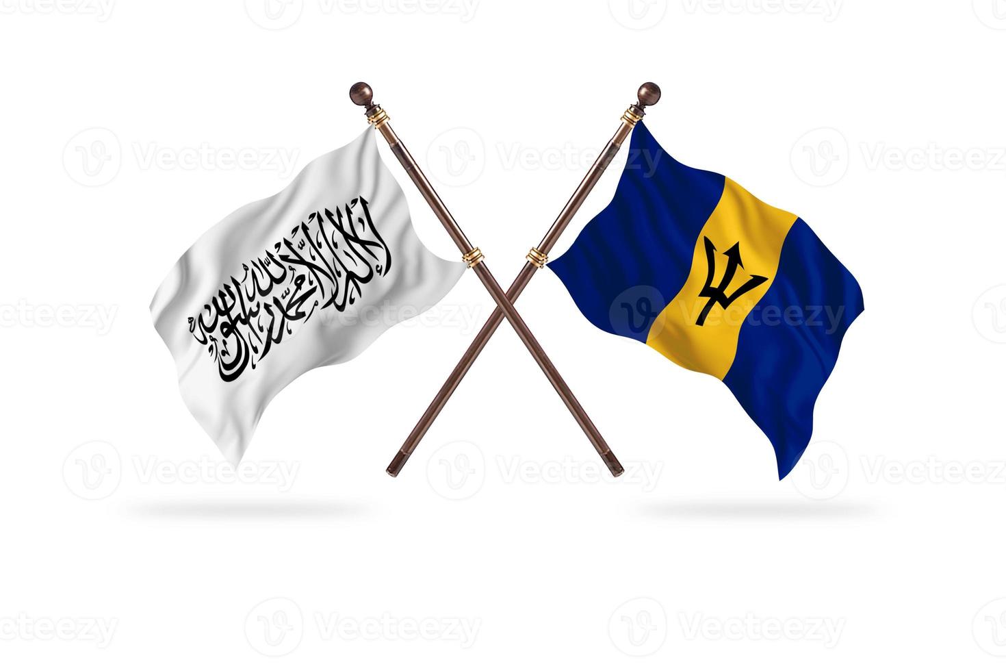 Islamitisch emiraat van afghanistan versus Barbados twee land vlaggen foto