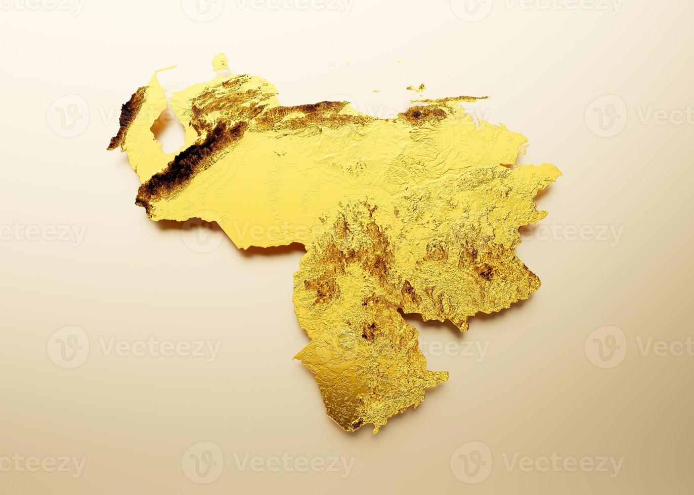 Venezuela kaart gouden metaal kleur hoogte kaart achtergrond 3d illustratie foto