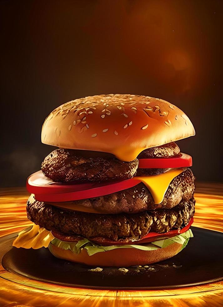 fijnproever vers heerlijk eigengemaakt Hamburger. foto