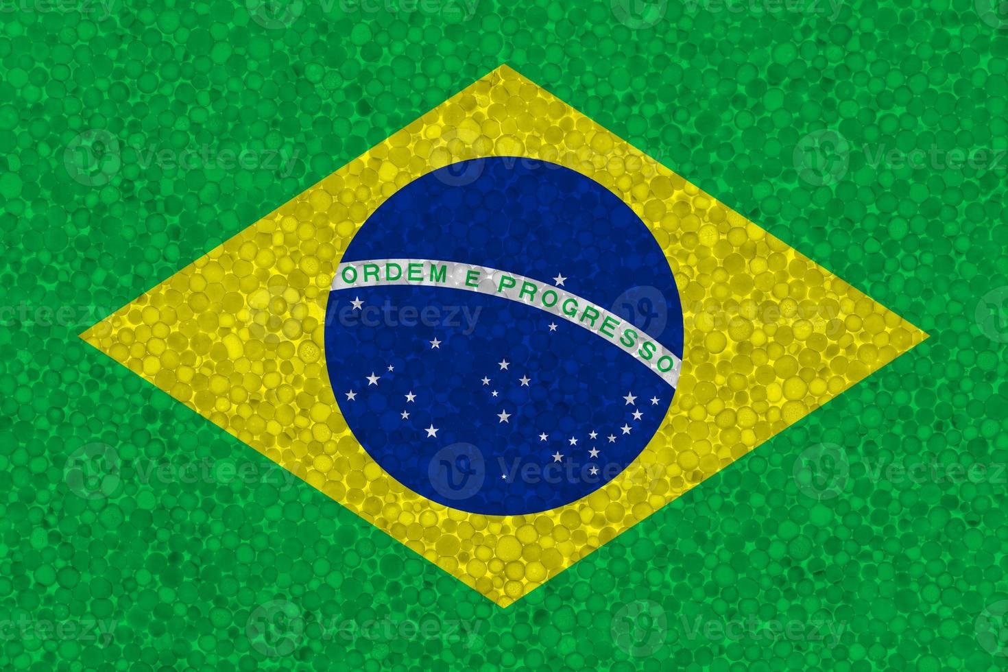 vlag van Brazilië Aan piepschuim structuur foto