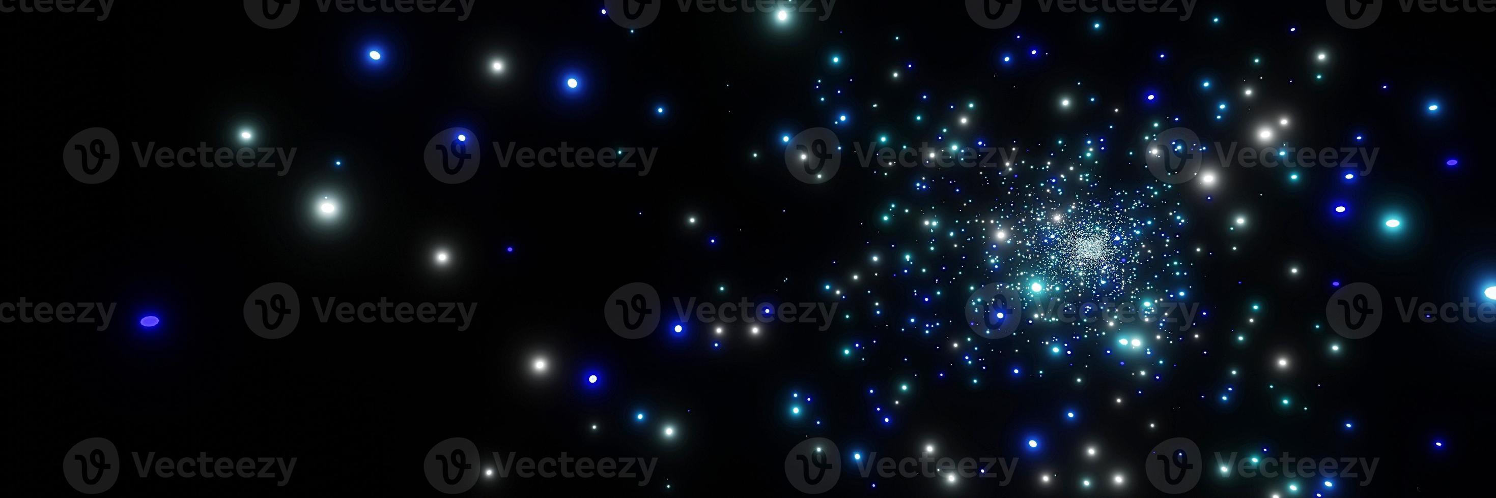 abstract vlucht in sterren reis, hyperspace springen, panorama achtergrond 3d renderen foto
