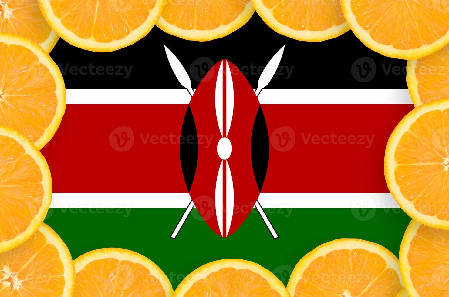 Kenia vlag in vers citrus fruit plakjes kader foto