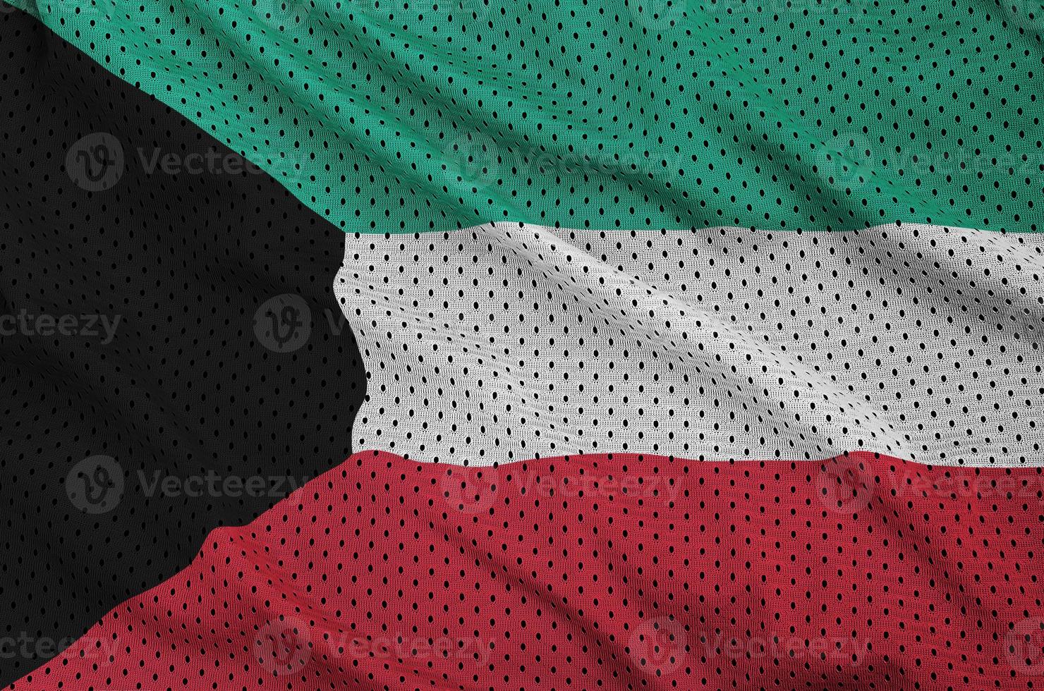 Koeweit vlag gedrukt Aan een polyester nylon- sportkleding maas kleding stof foto
