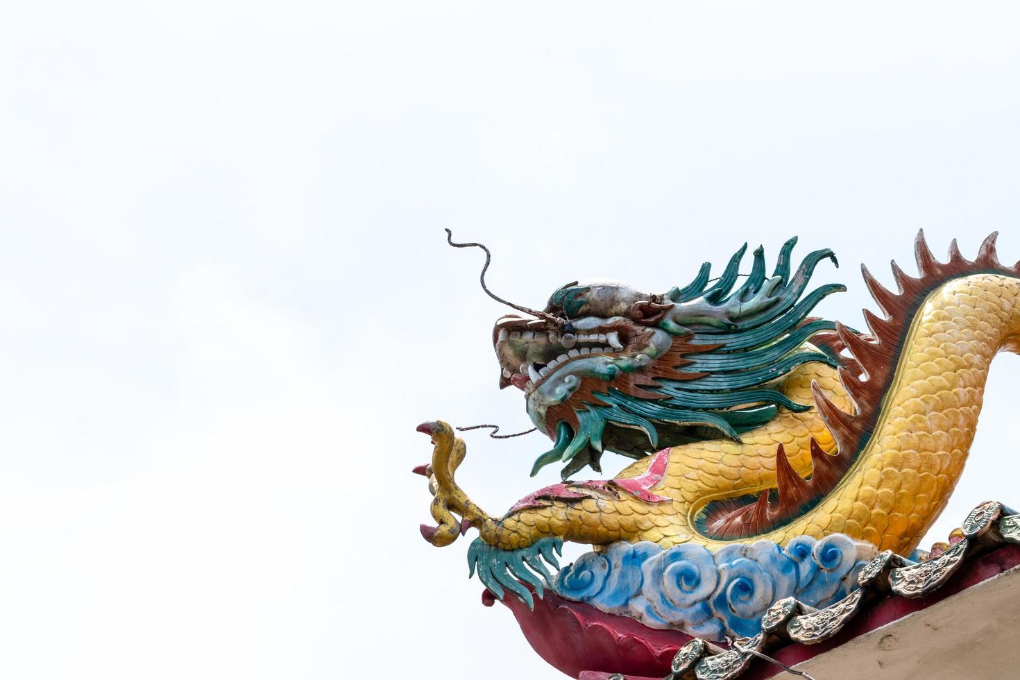 dubbele draak Aan Chinese tempel dak foto