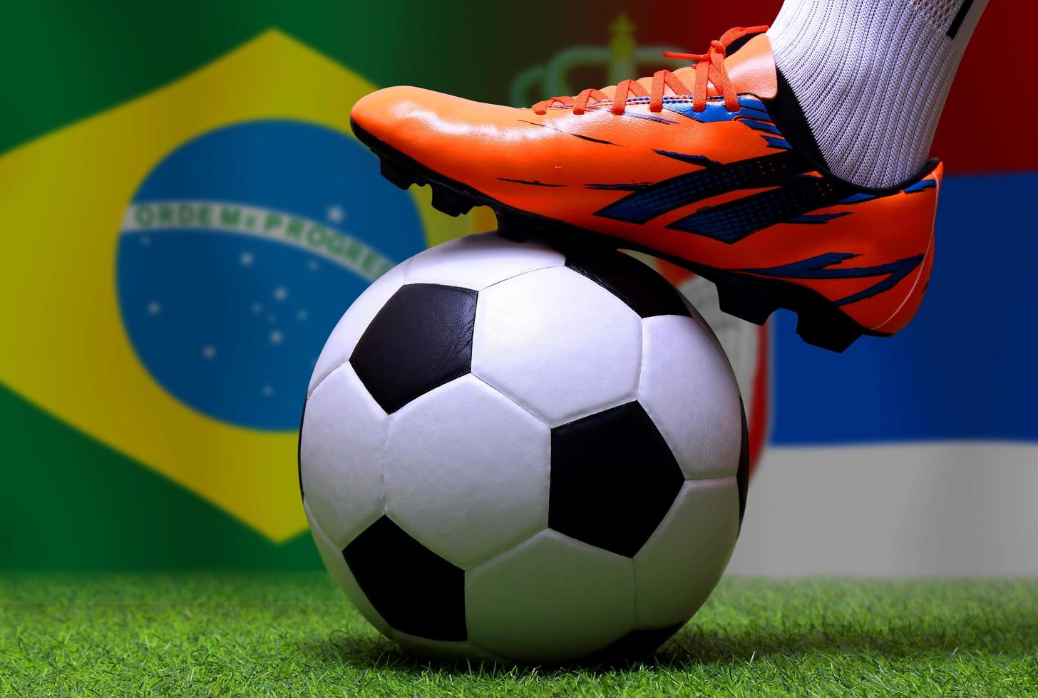 Amerikaans voetbal kop wedstrijd tussen de nationaal Brazilië en nationaal servië. foto