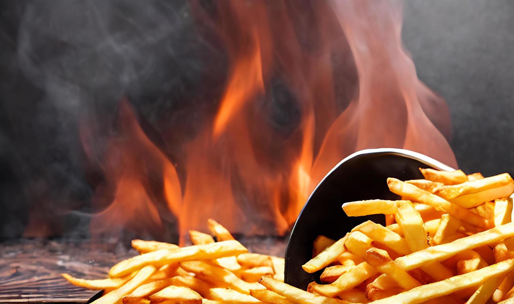 heerlijk heet en krokant gebakken aardappelen. snel voedsel en restaurant producten. foto