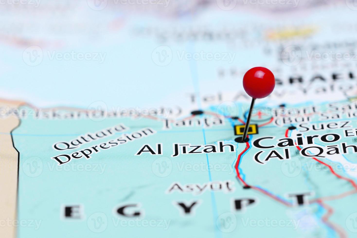 Al Jizah vastgemaakt op een kaart van Azië foto