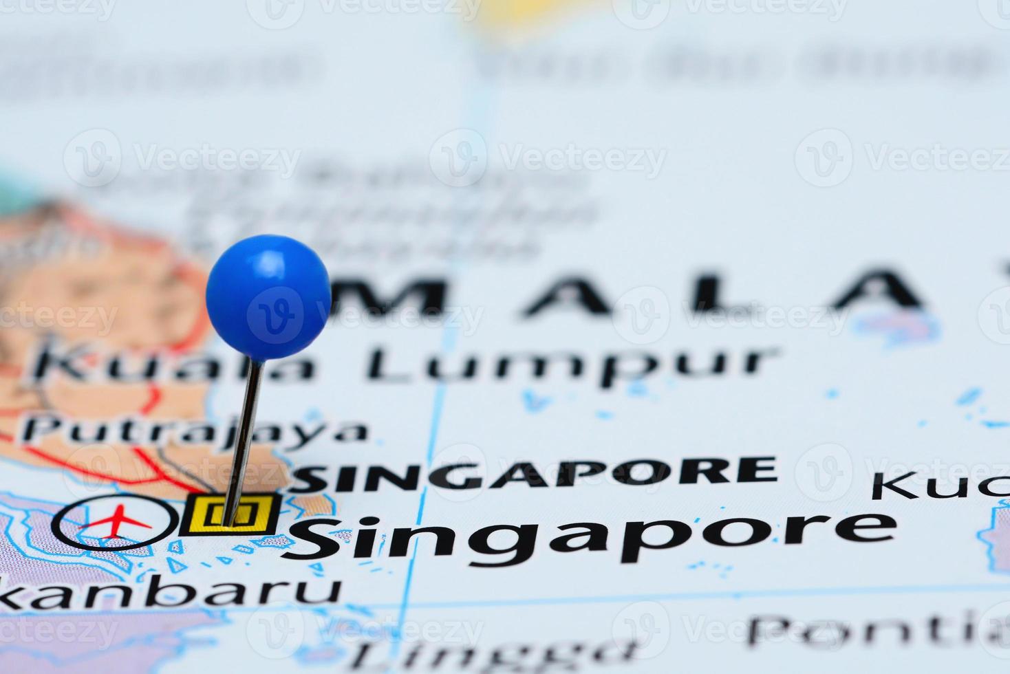 Singapore vastgemaakt op een kaart van Azië foto
