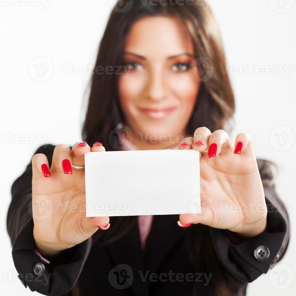 zakenvrouw Holding kaart foto