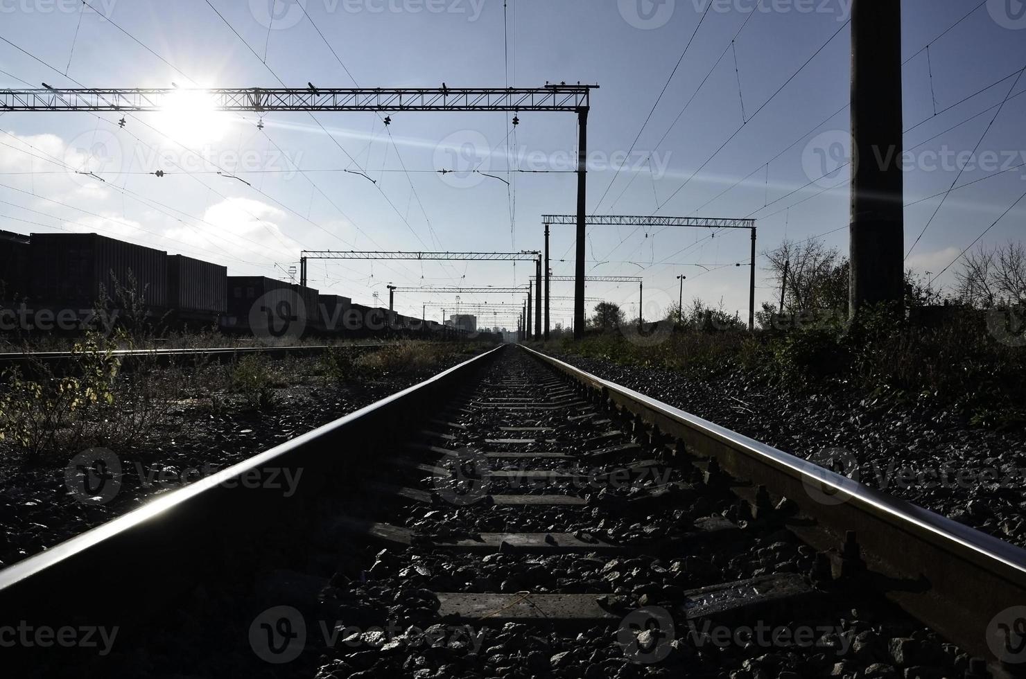 ochtend- spoorweg landschap foto