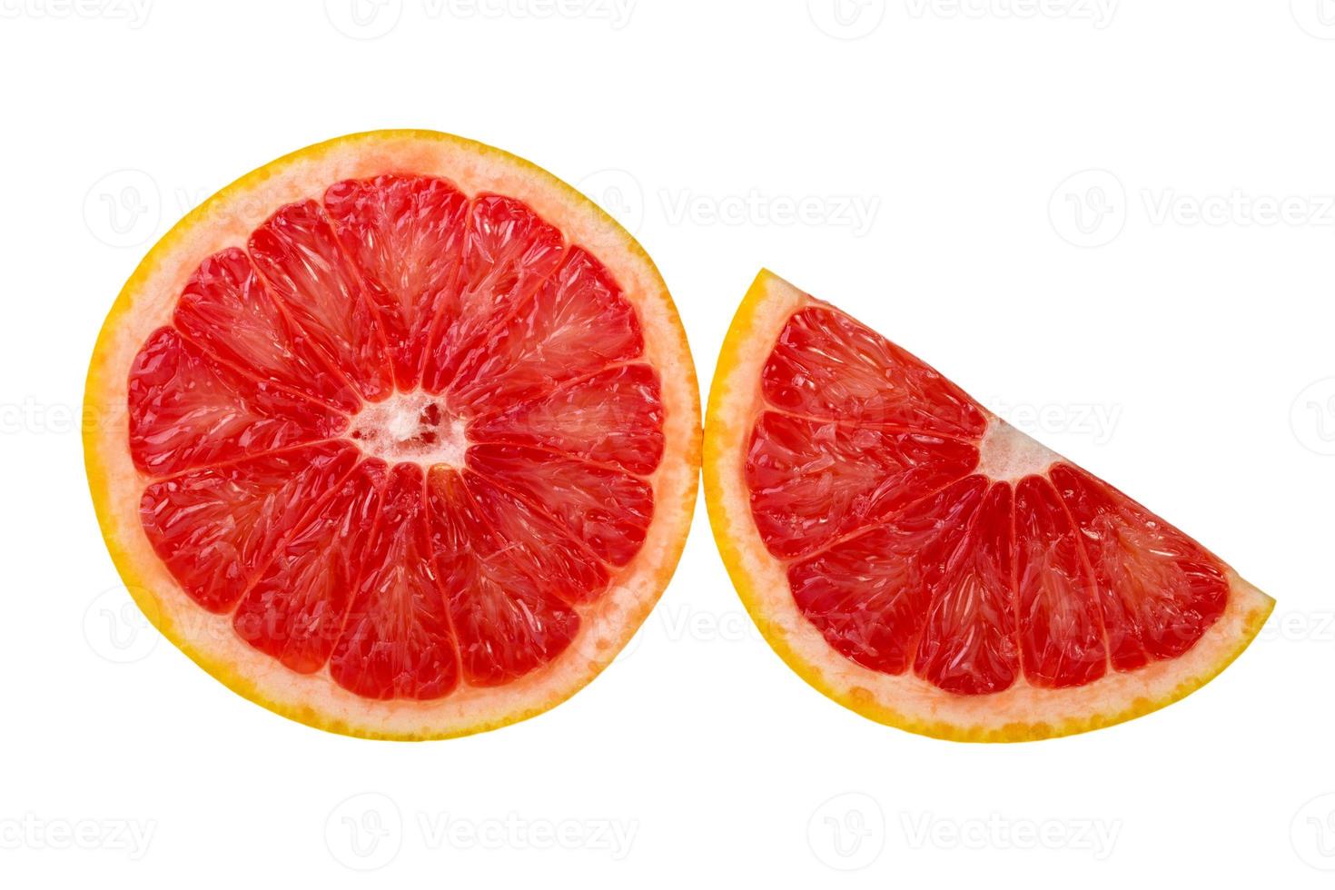 Schijfje grapefruit geïsoleerd op een witte achtergrond foto