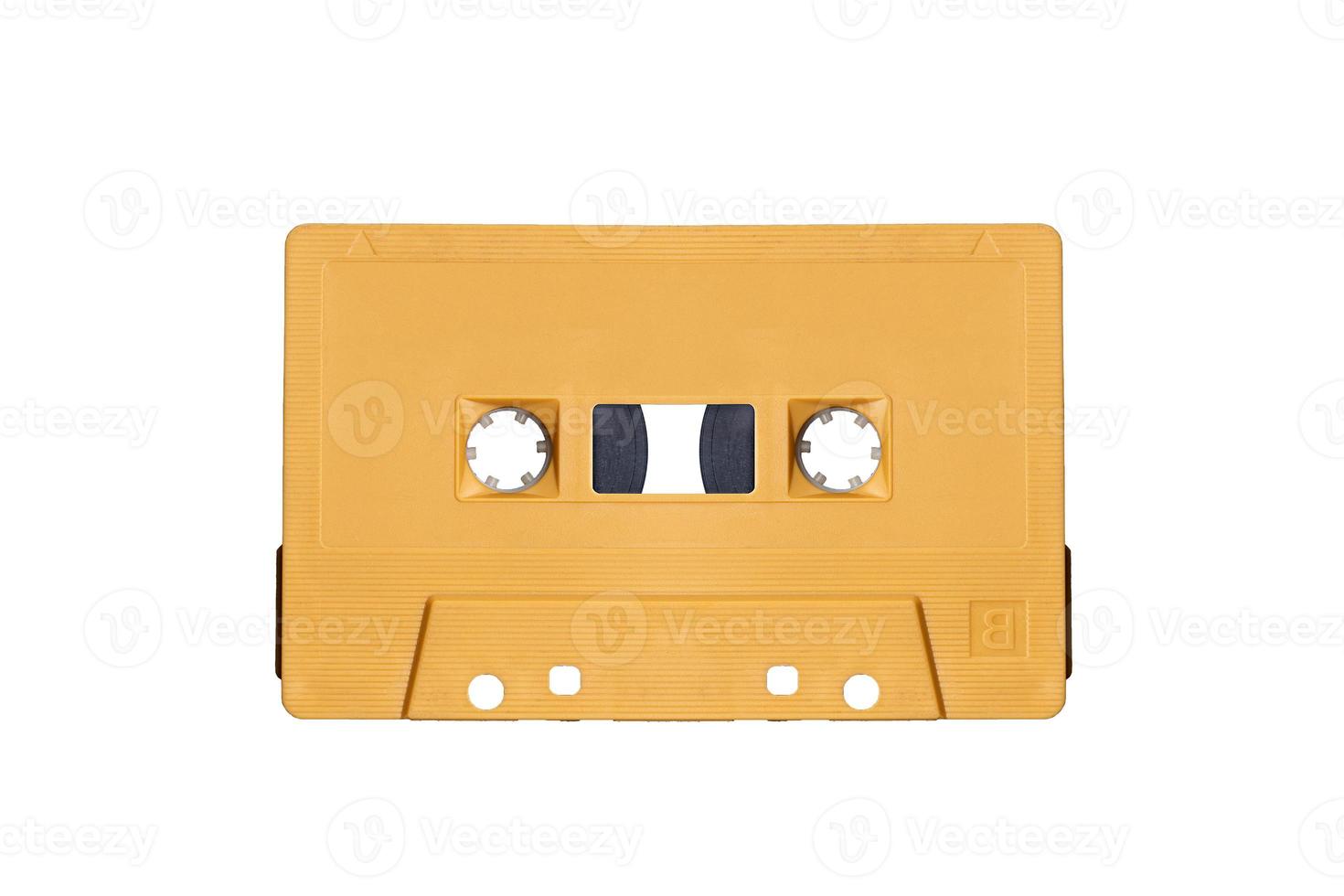 oranje retro bespotten omhoog cassette plakband geïsoleerd Aan wit achtergrond met knipsel pad foto