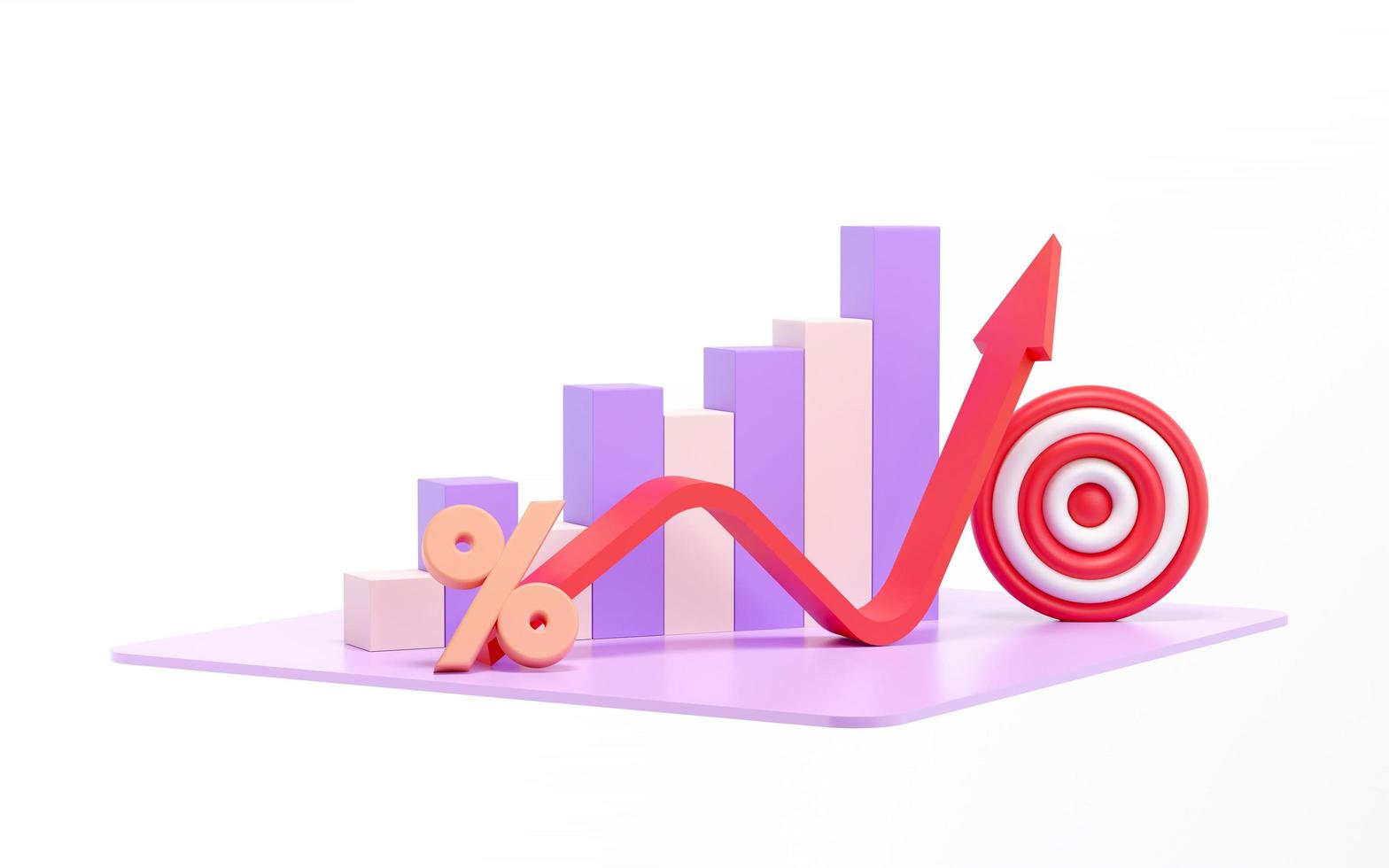 stapel van dollar goud munten en groeit diagram bar Aan achtergrond minimalistische stijl. bedrijf succes concept, financieel planning, investeren, besparing. 3d renderen illustratie foto