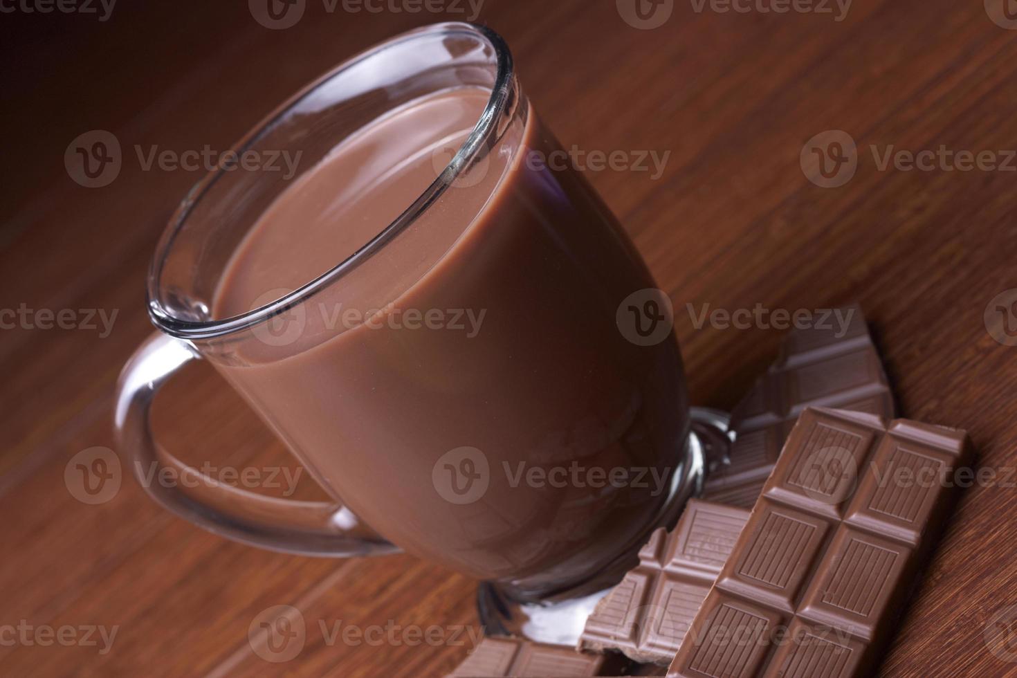 heet cacao in een glas mok foto