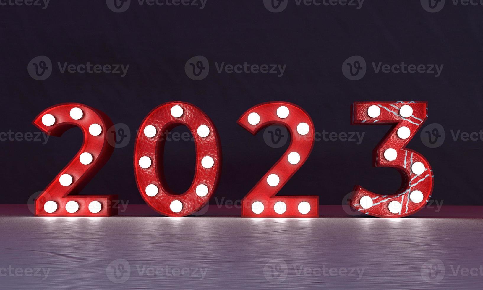 2023 rood roze oranje kleur aantal tekst doopvont licht begin begin kalender symbool decoratie vrolijk Kerstmis gelukkig nieuw jaar 2022 af hebben tijd winter seizoen december evenement partij viering festival foto