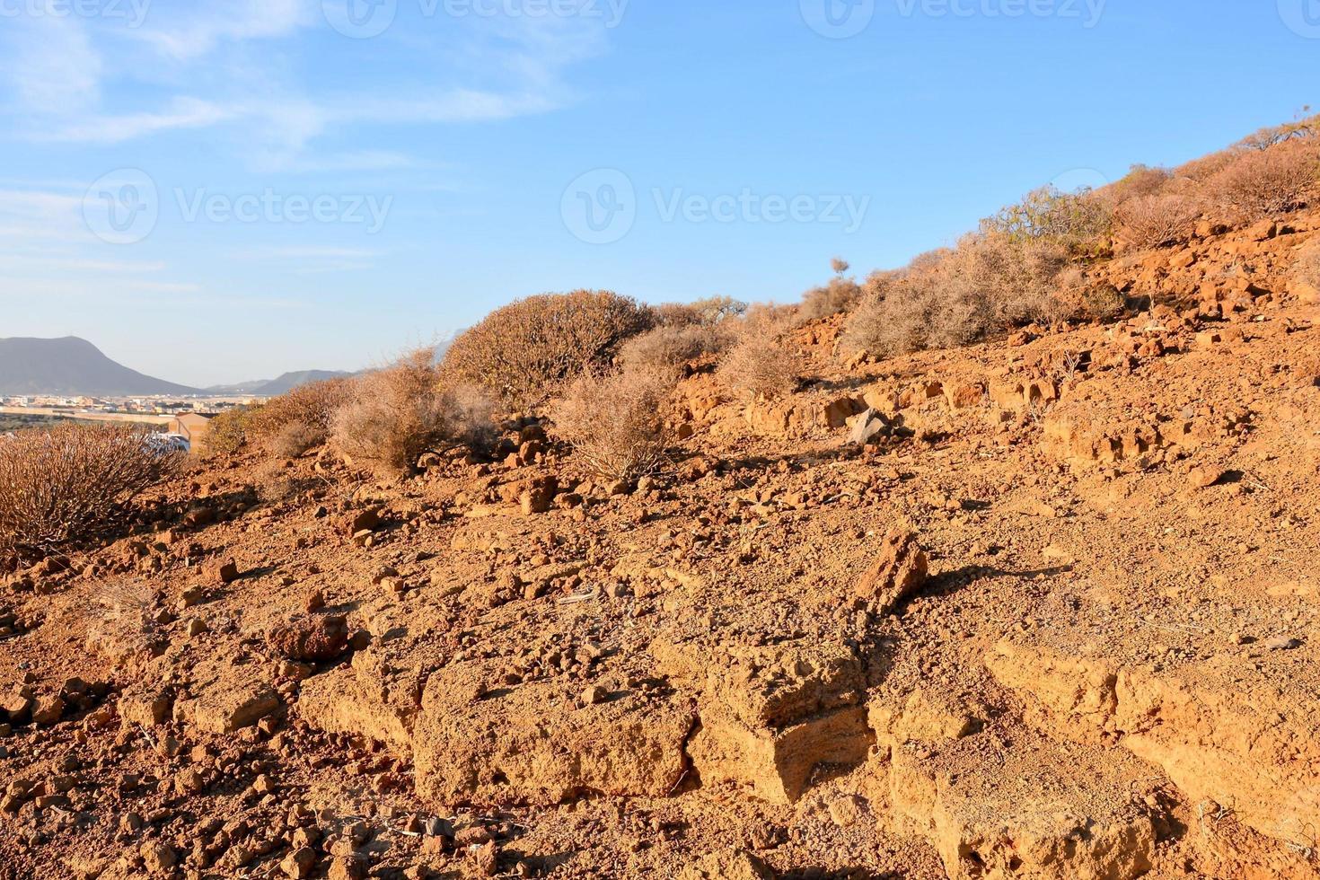 rotsachtig landschap Aan de kanarie eilanden foto