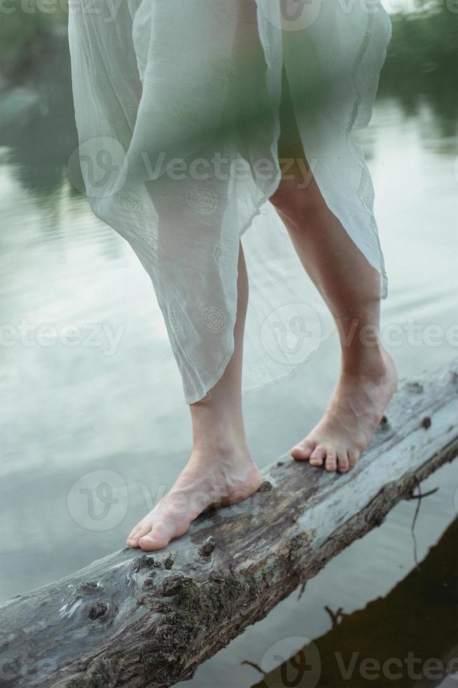 dichtbij omhoog wandelen Aan log concept foto