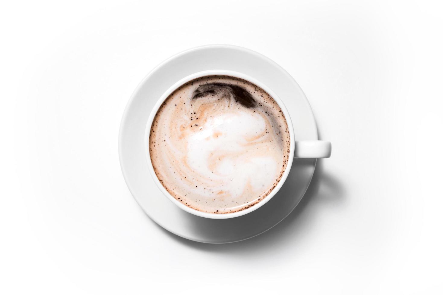 kopje koffie cappuccino op een witte achtergrond, full frame foto