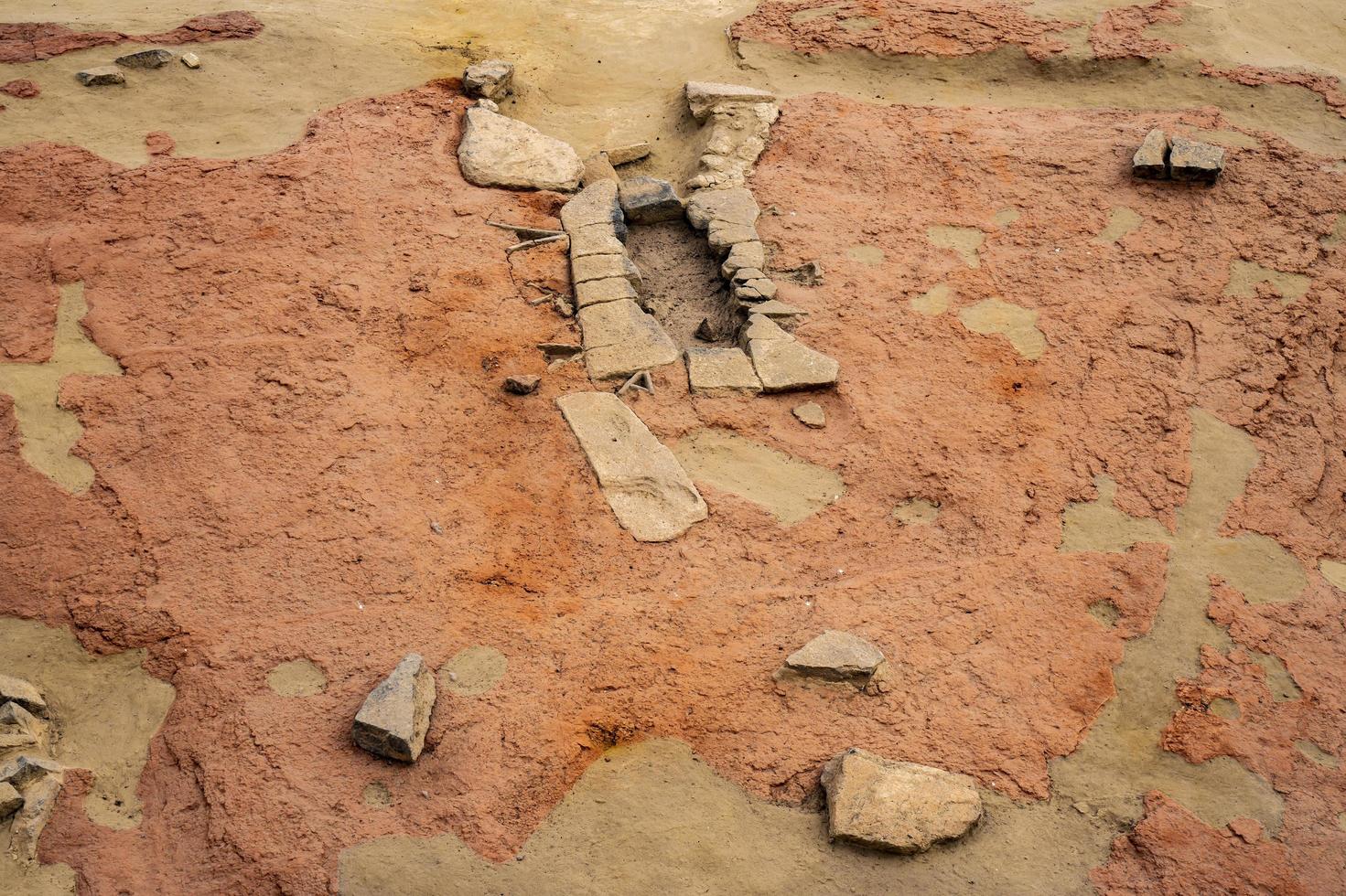 boljetin, servië, 2021 - detail van museum van lepenski vir in servië. het is belangrijk archeologisch plaats van de mesolithicum ijzer poorten cultuur van de Balkan. foto