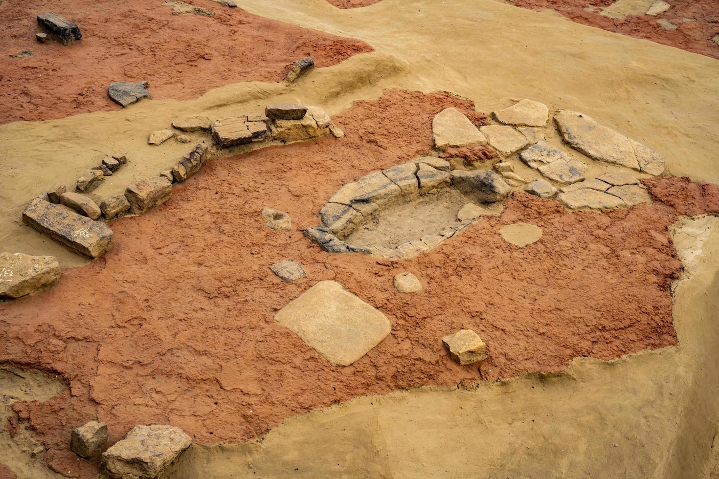 boljetin, servië, 2021 - detail van museum van lepenski vir in servië. het is belangrijk archeologisch plaats van de mesolithicum ijzer poorten cultuur van de Balkan. foto