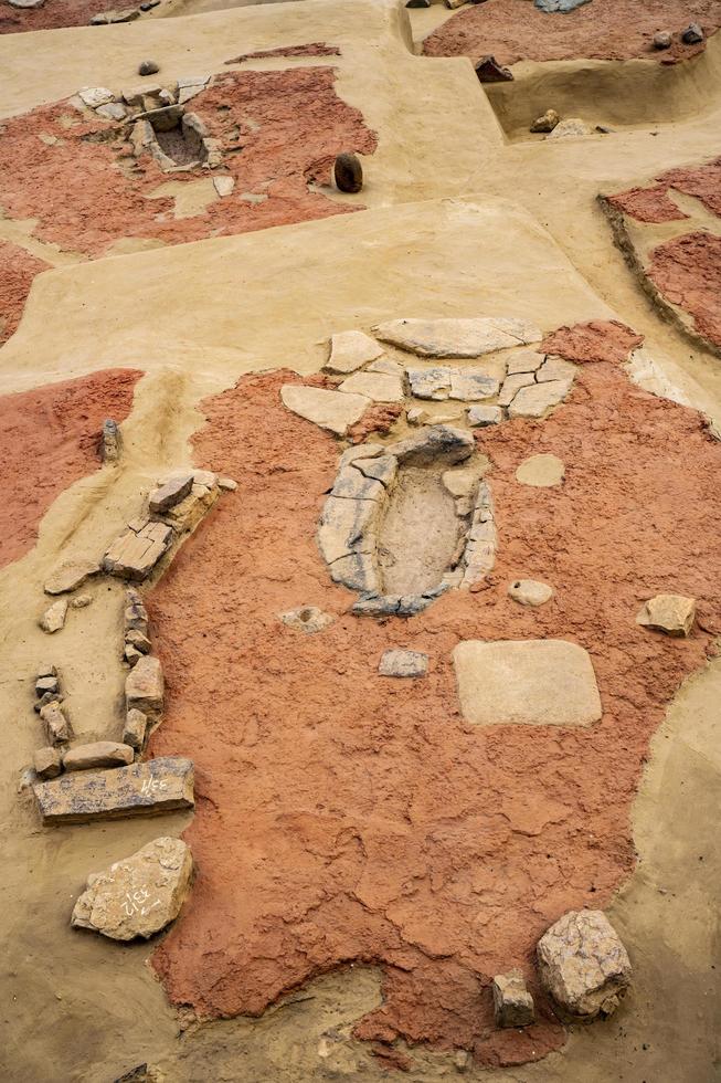 boljetin, servië, 2021 - detail van museum van lepenski vir in servië. het is belangrijk archeologisch plaats van de mesolithicum ijzer poorten cultuur van de Balkan. foto